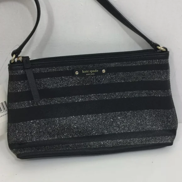 Kate Spade Black and Silver Shoulder Bag with Striped Design - Picture 7 of 7